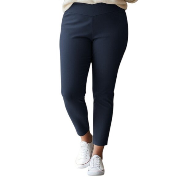 CHARTER CLUB Woman Navy Cambridge Slim Pull On Pants - Size 14W - Picture 1 of 9